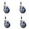 Service Caster 5'' Blue Poly Swivel 7/8'' Expanding Stem Caster Set with Brake, 4PK SCC-EX20S514-PPUB-BLUE-TLB-78-4 - alternate 1